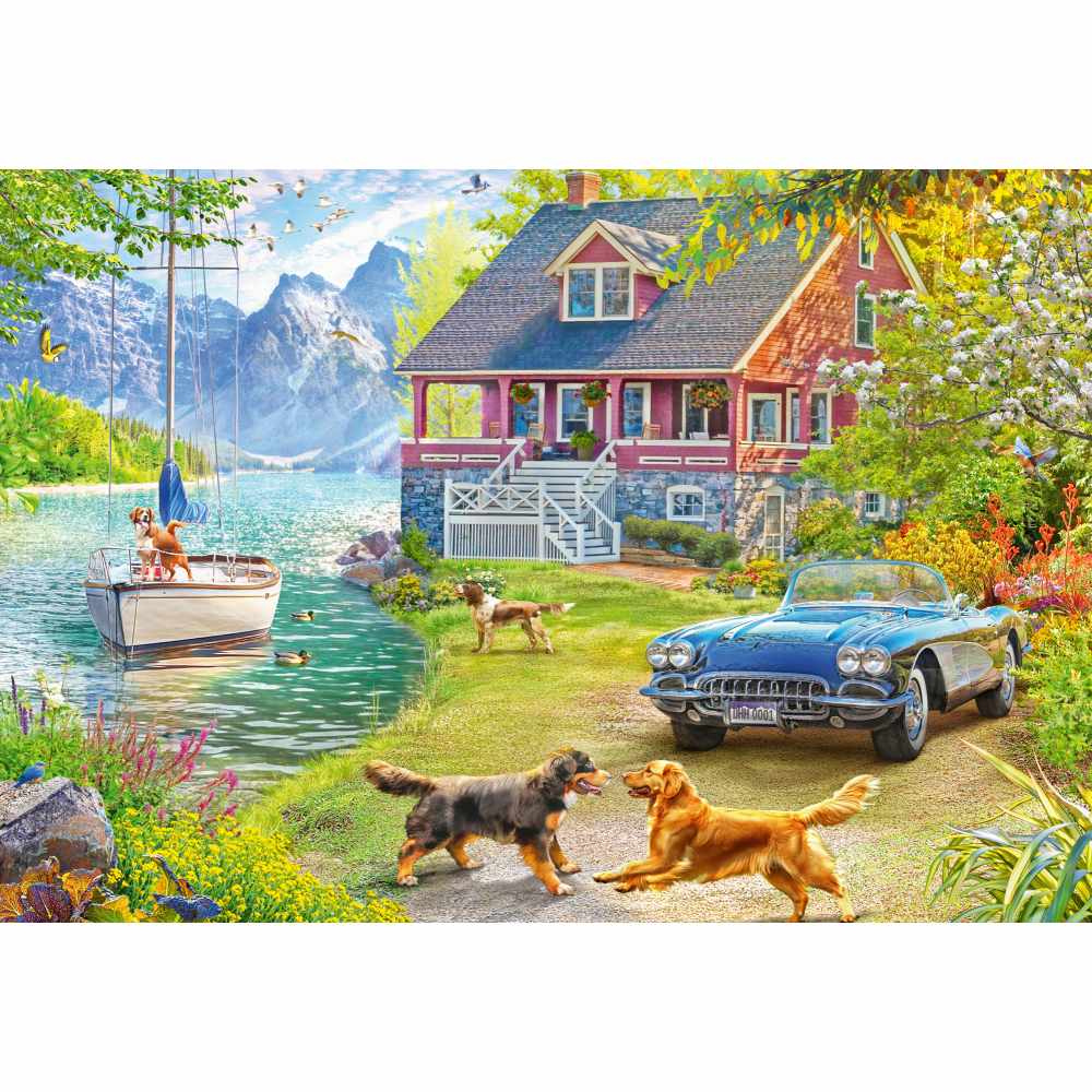 PUZZLE PENTRU VARSTNICI CASA PE MALUL LACULUI CU SABLON DE IMAGINE SI SUPORT DIN CARTON 200 PIESE MARI XL - RAVENSBURGER (RVSPA01370)