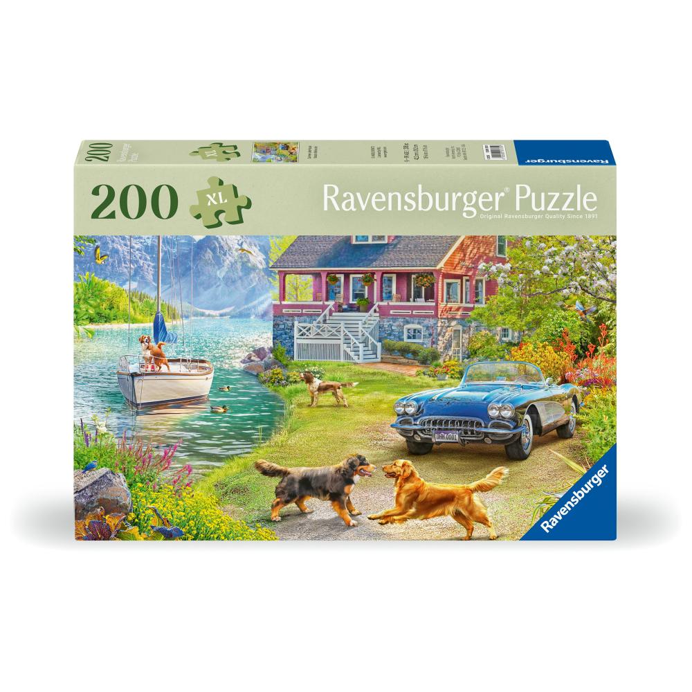 PUZZLE PENTRU VARSTNICI CASA PE MALUL LACULUI CU SABLON DE IMAGINE SI SUPORT DIN CARTON 200 PIESE MARI XL - RAVENSBURGER (RVSPA01370)