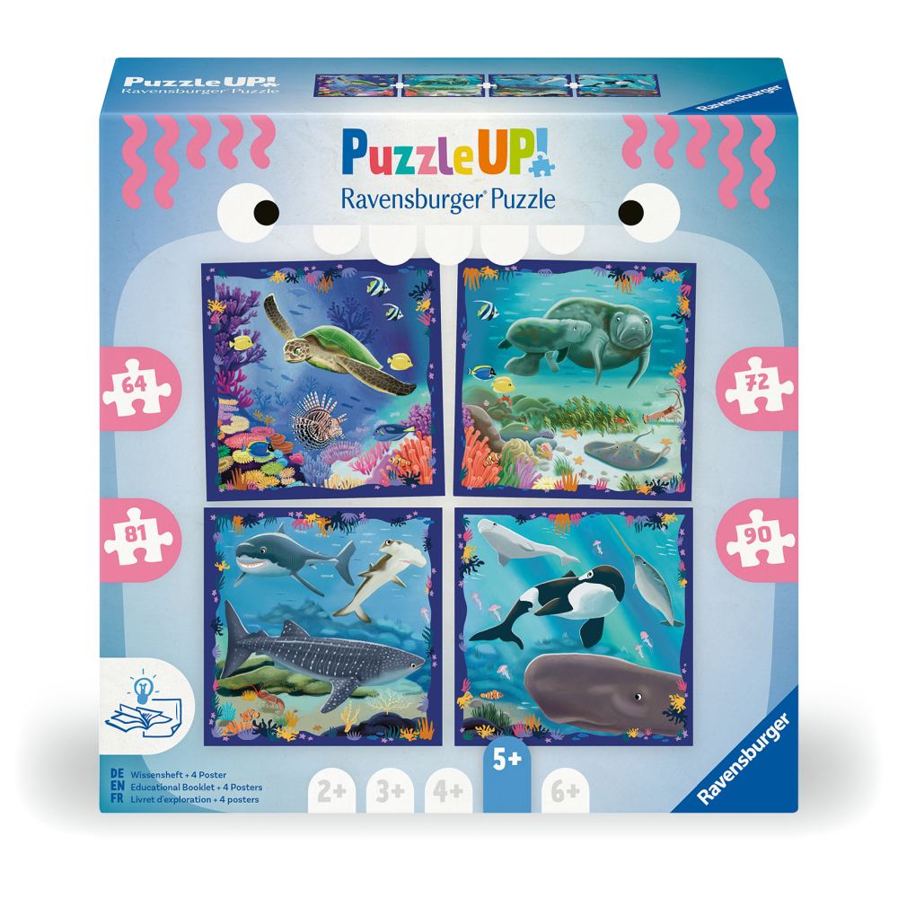 PUZZLE UP ANIMALE MARINE 4 PUZZLE 64 72 81 90 PIESE - RAVENSBURGER (RVSPC04004)