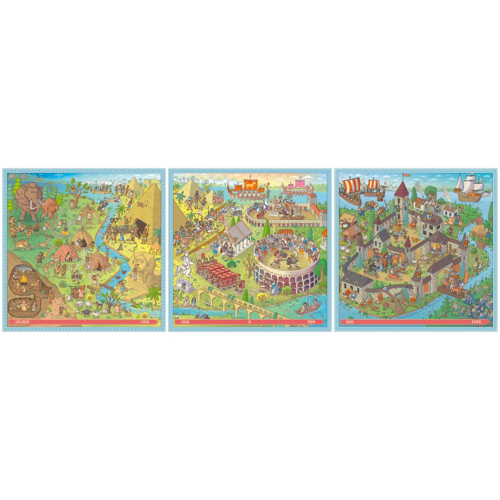 PUZZLE UP ISTORIE 3 PUZZLE 100 121 144 PIESE - RAVENSBURGER (RVSPC04005)