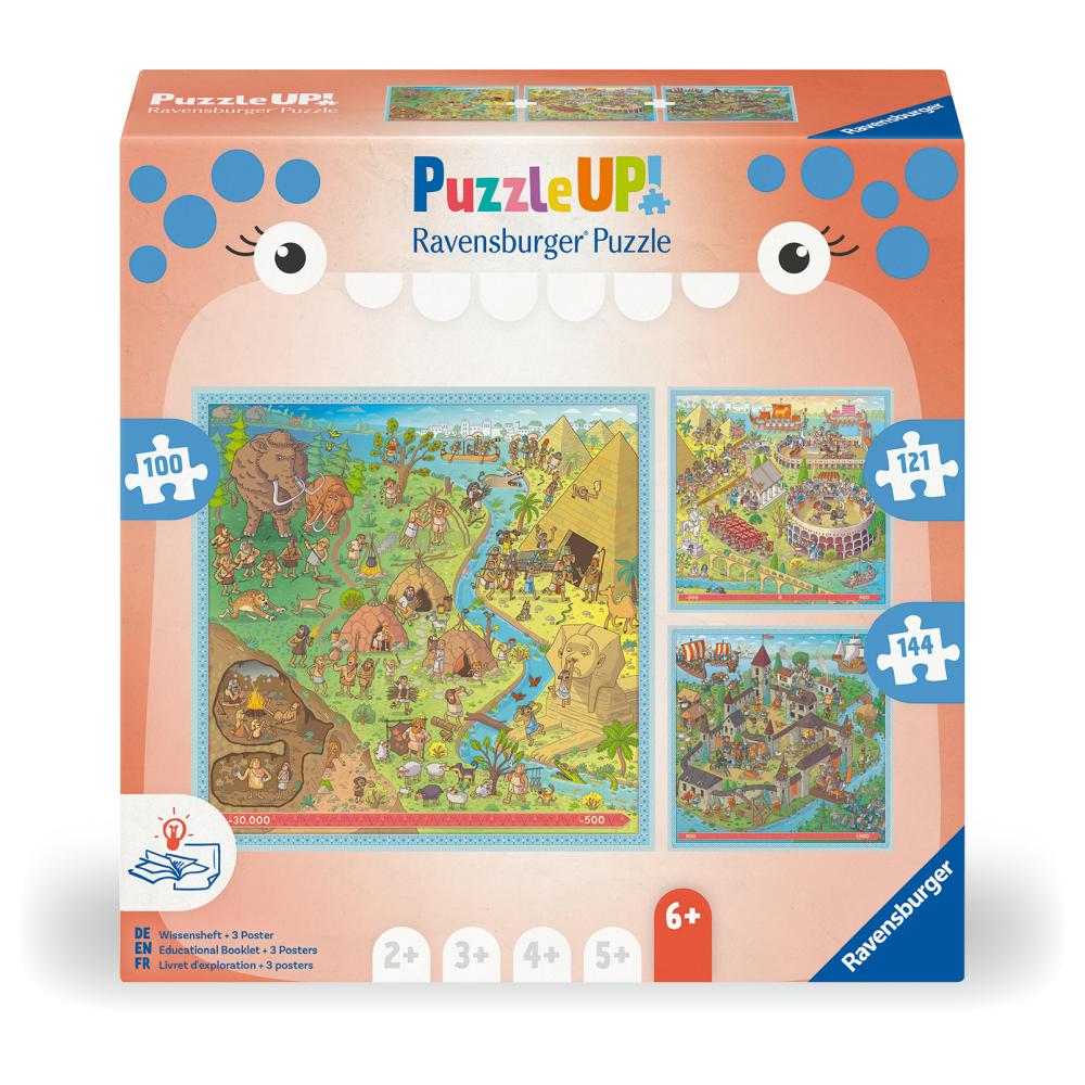 PUZZLE UP ISTORIE 3 PUZZLE 100 121 144 PIESE - RAVENSBURGER (RVSPC04005)