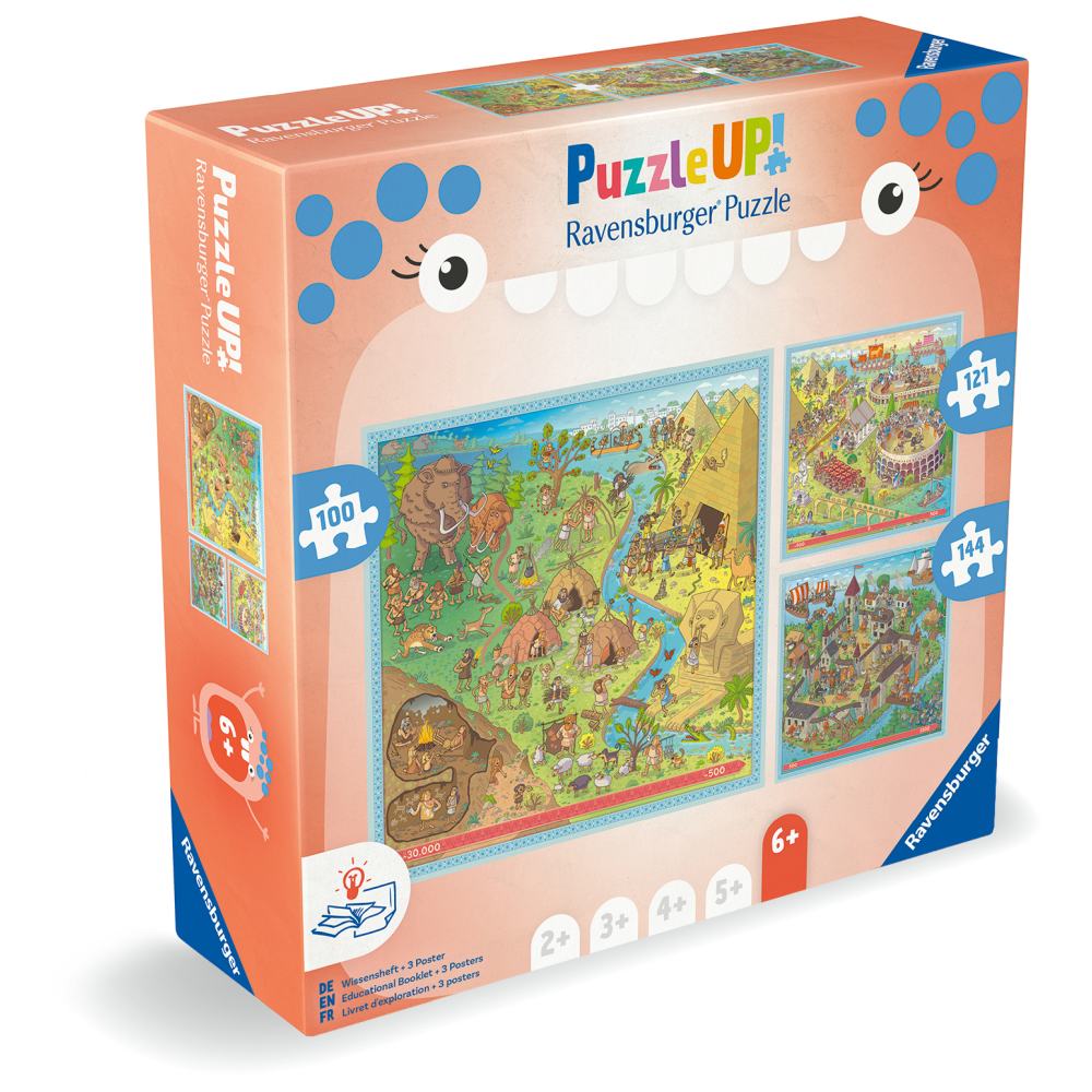 PUZZLE UP ISTORIE 3 PUZZLE 100 121 144 PIESE - RAVENSBURGER (RVSPC04005)