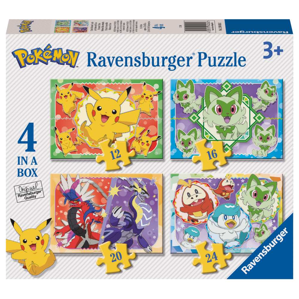 PUZZLE POKEMON 4 BUC IN CUTIE 12 16 20 24 PIESE - RAVENSBURGER (RVSPC04026)