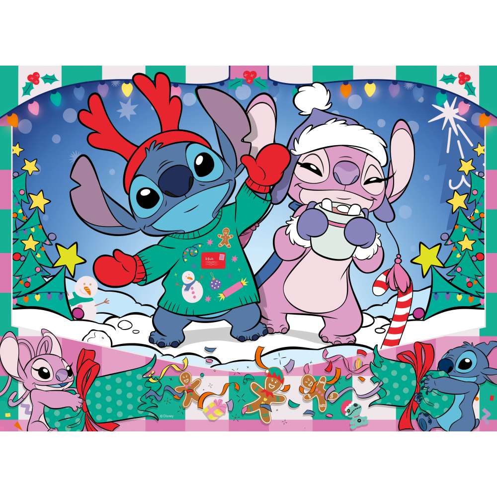 PUZZLE DISNEY STITCH IN SPIRITUL CRACIUNULUI 100 PIESE XXL - RAVENSBURGER (RVSPC04030)