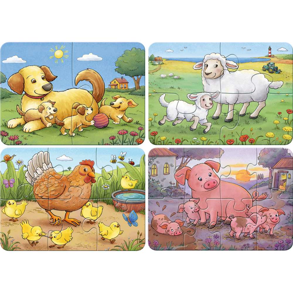 PRIMUL MEU PUZZLE FAMILII DE ANIMALE DE LA FERMA 2 4 6 8 PIESE - RAVENSBURGER (RVSPC04041)