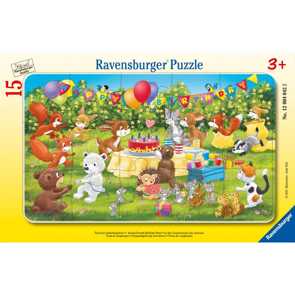 PUZZLE TIP RAMA PETRECEREA ANIVERSARA A ANIMALUTELOR 15 PIESE - RAVENSBURGER (RVSPC04042)