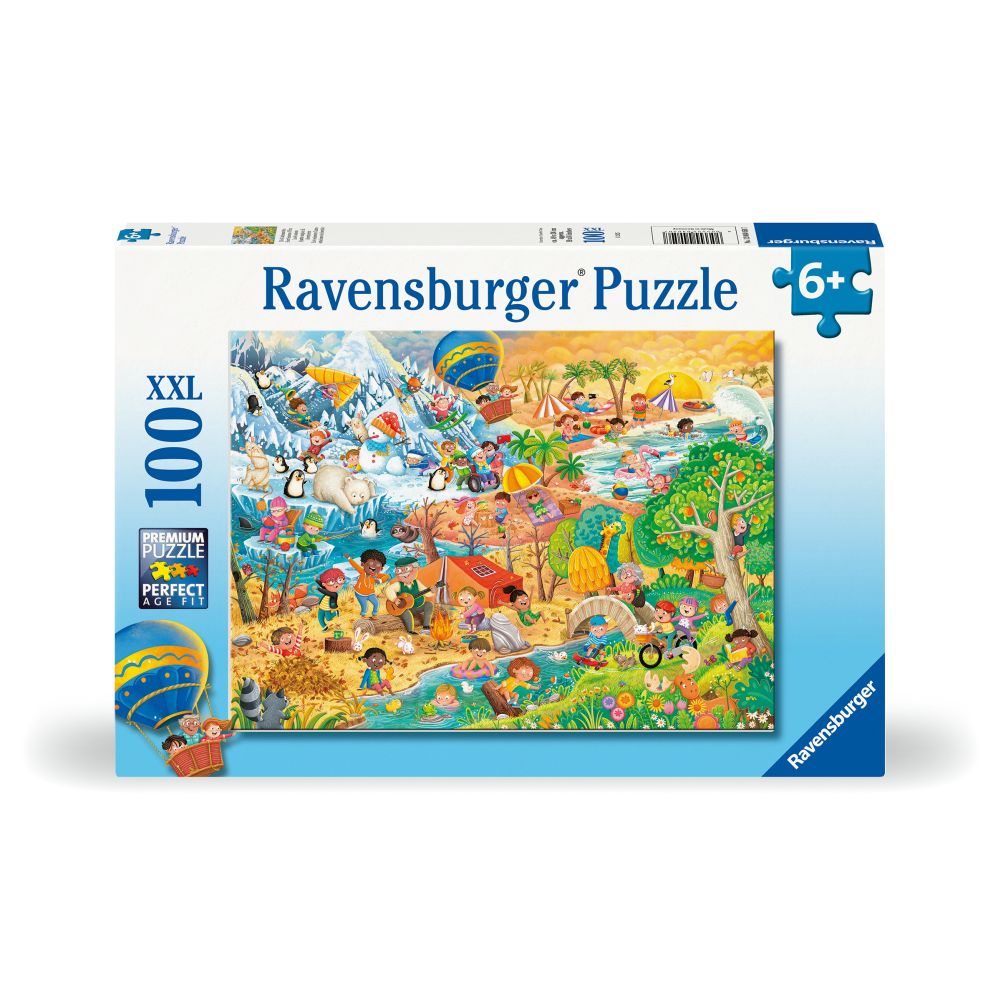 PUZZLE DISTRACTIA COPIILOR IN CELE 4 ANOTIMPURI 100 PIESE XXL - RAVENSBURGER (RVSPC04050)