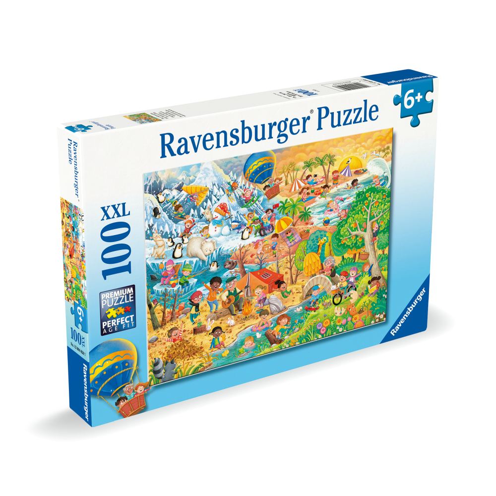 PUZZLE DISTRACTIA COPIILOR IN CELE 4 ANOTIMPURI 100 PIESE XXL - RAVENSBURGER (RVSPC04050)