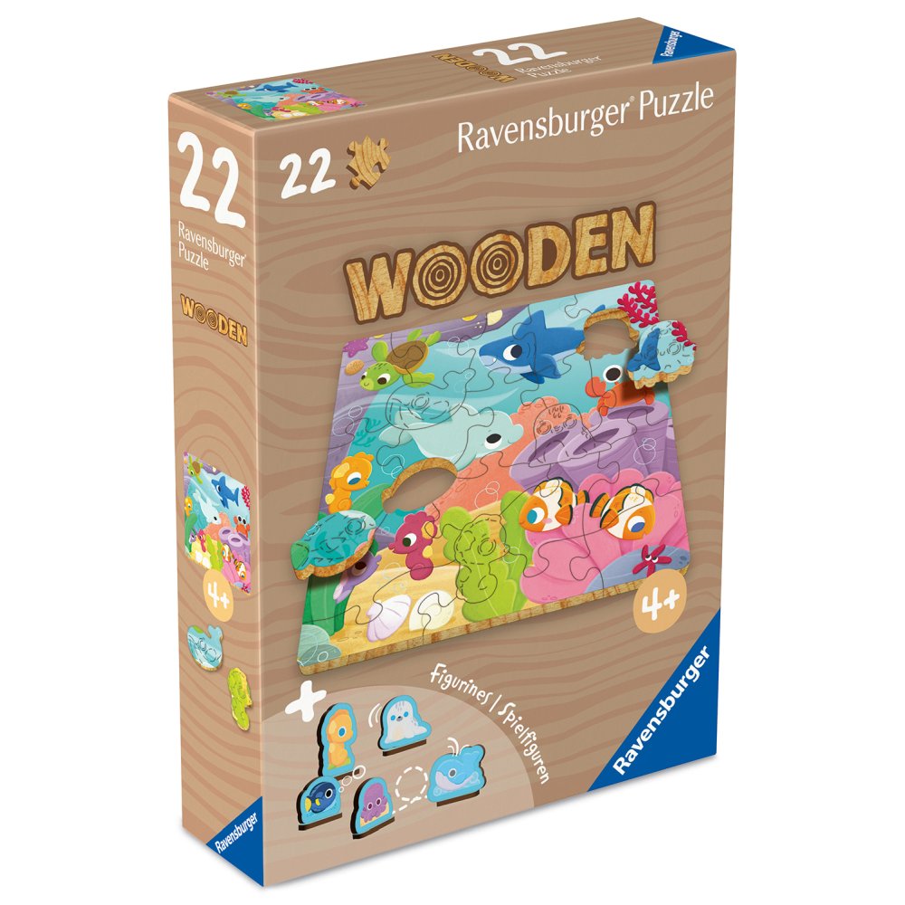 Puzzle din lemn vietati marine 22 piese