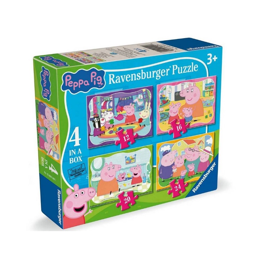 PUZZLE PEPPA PIG 4 PUZZLE IN CUTIE 12 16 20 24 PIESE - RAVENSBURGER (RVSPC04104)