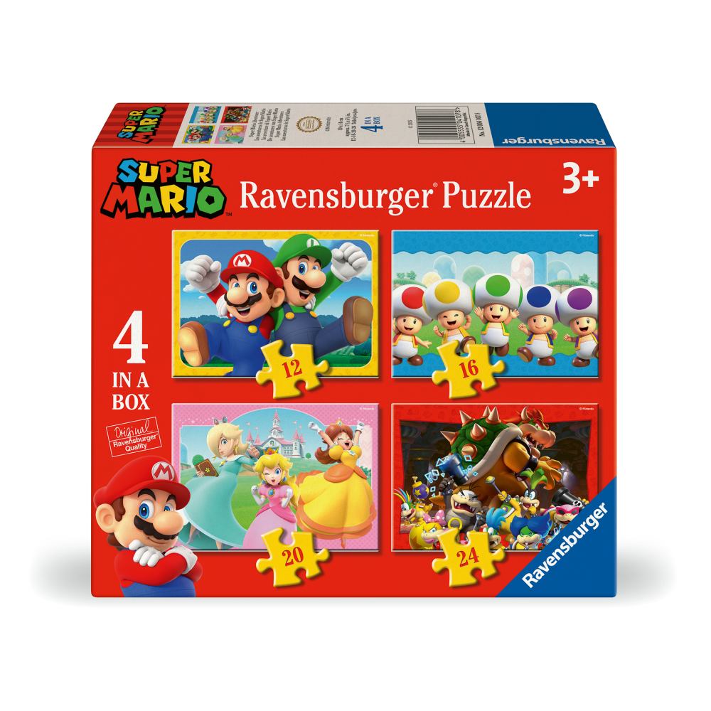 PUZZLE SUPER MARIO 4 BUC IN CUTIE 12 16 20 24 PIESE - RAVENSBURGER (RVSPC04107)