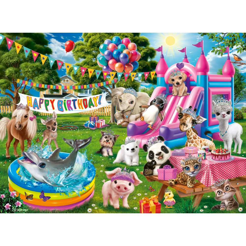 PUZZLE PETRECERE ANIVERSARA CU ANIMALUTE 100 PIESE XXL - RAVENSBURGER (RVSPC04161)