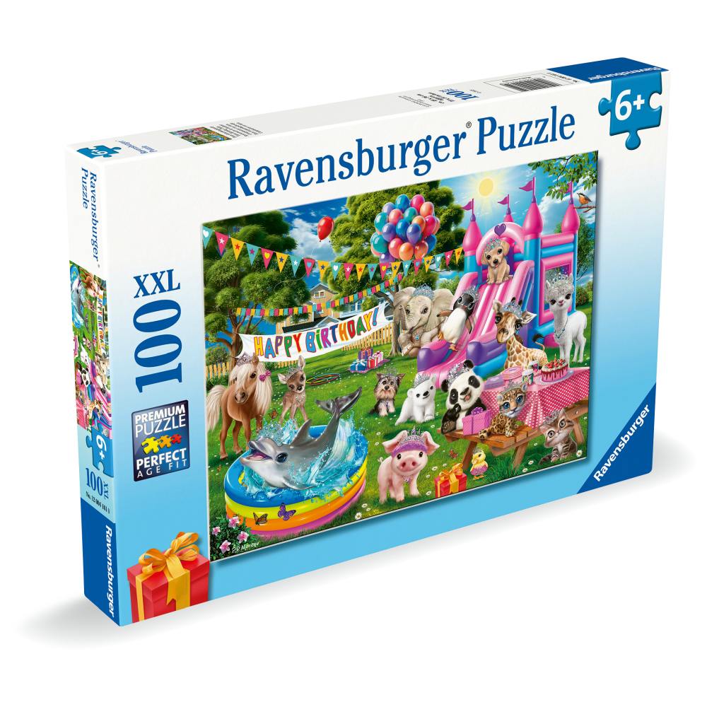 PUZZLE PETRECERE ANIVERSARA CU ANIMALUTE 100 PIESE XXL - RAVENSBURGER (RVSPC04161)
