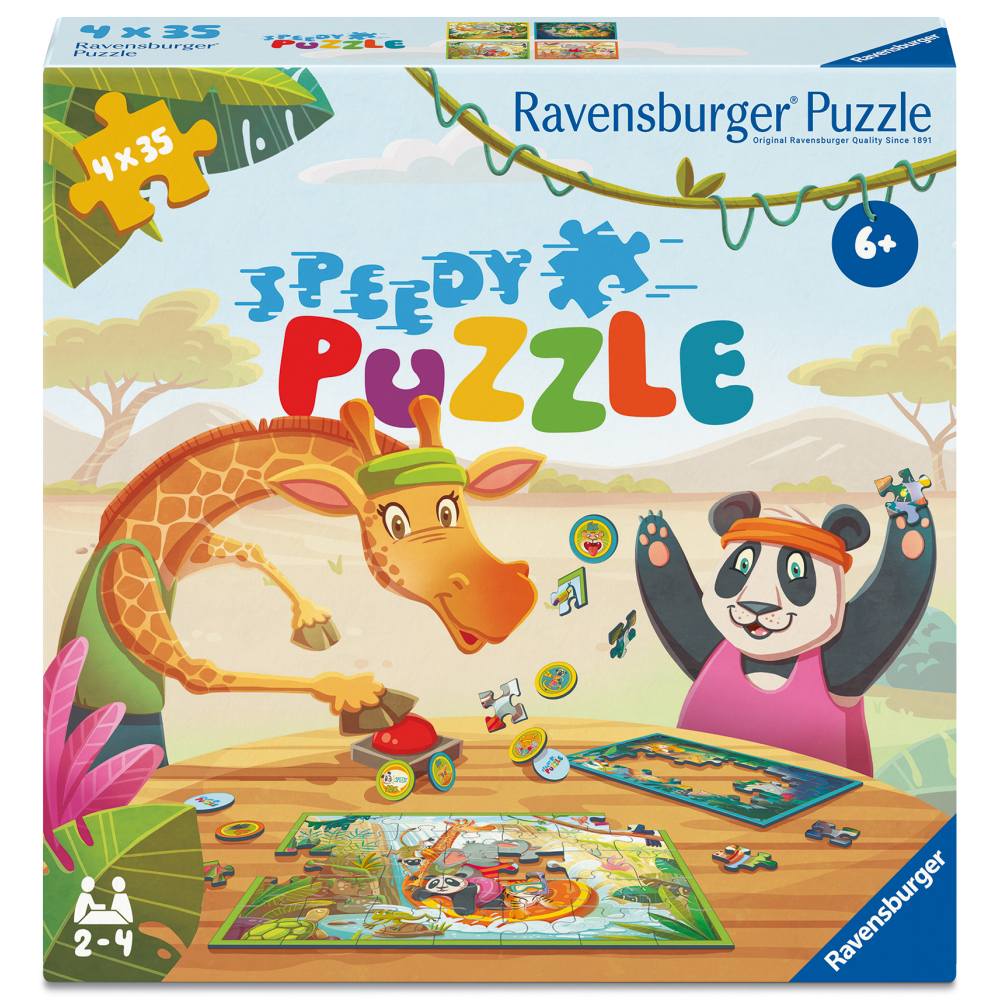PUZZLE INTERACTIV CU BUTON SONOR PENTRU TESTAREA RAPIDITATII ANIMALUTE JUCAUSE 4 X 35 PIESE - RAVENSBURGER (RVSPC04171)