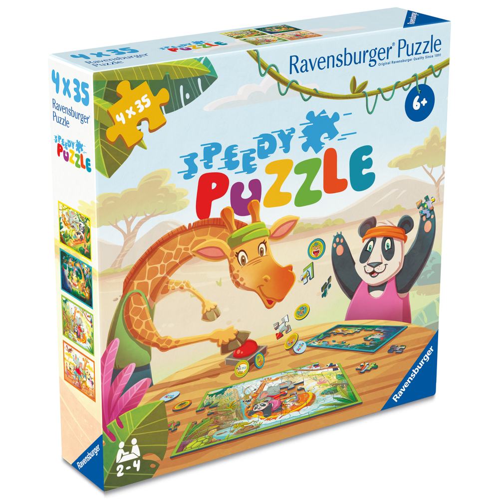 Puzzle interactiv cu buton sonor pentru testarea rapiditatii animalute jucause 4x35 piese baterii incluse