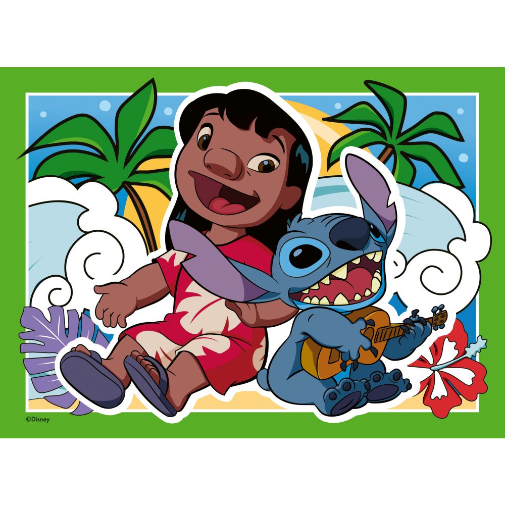 PUZZLE INTERACTIV CU BUTON SONOR PENTRU TESTAREA RAPIDITATII DISNEY STITCH 4 X 35 PIESE - RAVENSBURGER (RVSPC04178)