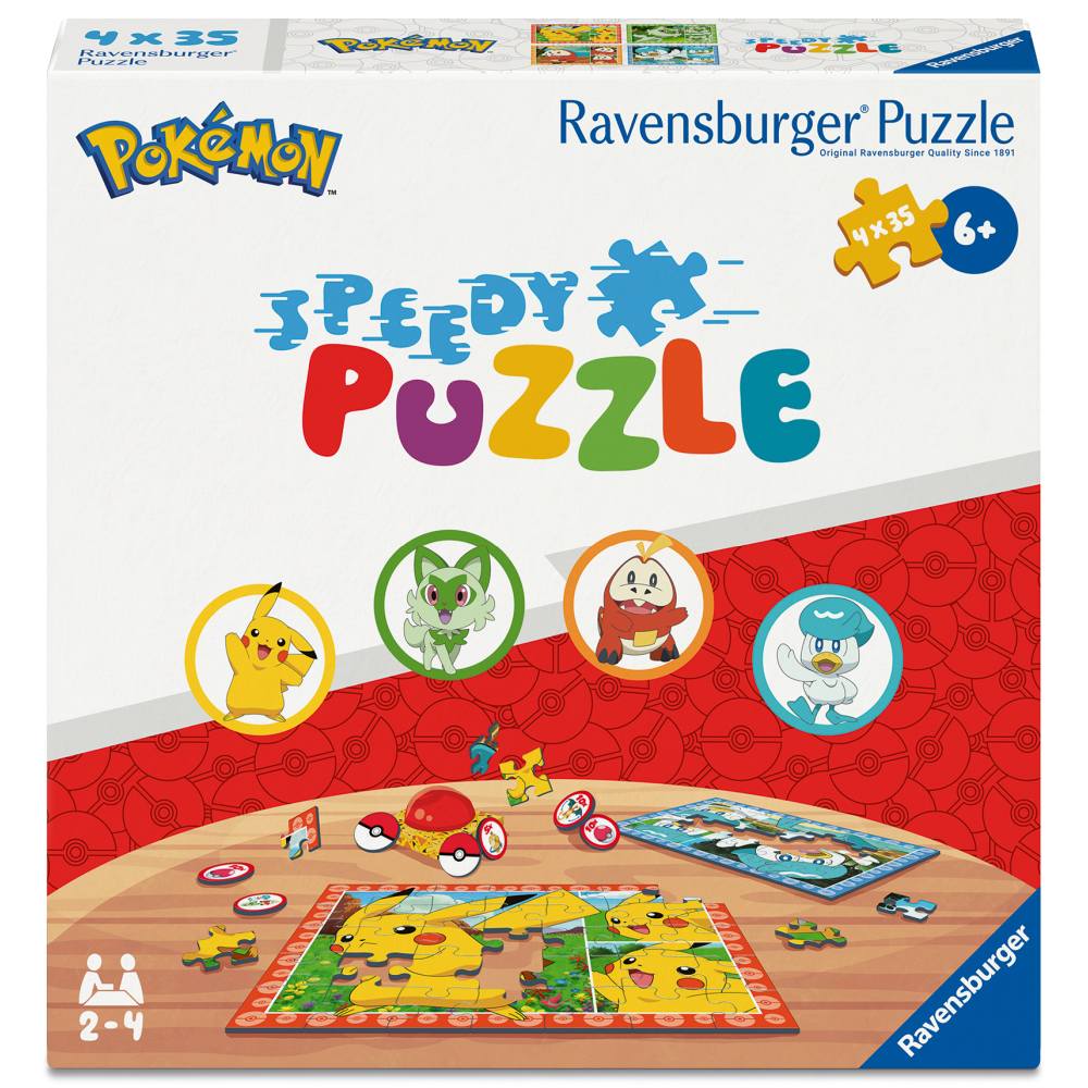 PUZZLE INTERACTIV CU BUTON SONOR PENTRU TESTAREA RAPIDITATII POKEMON 4 X 35 PIESE - RAVENSBURGER (RVSPC04179)