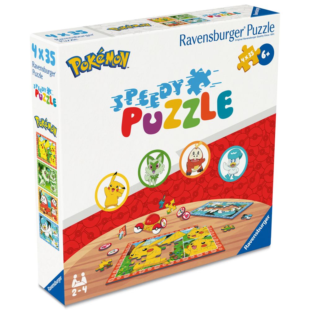 Puzzle interactiv cu buton sonor pentru testarea rapiditatii Pokemon 4x35 piese baterii incluse