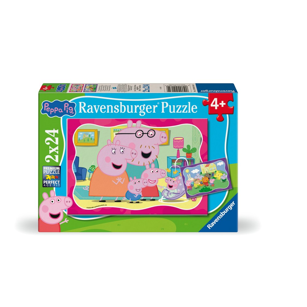 PUZZLE FAMILIA PEPPA PIG 2 X 24 PIESE - RAVENSBURGER (RVSPC04184)