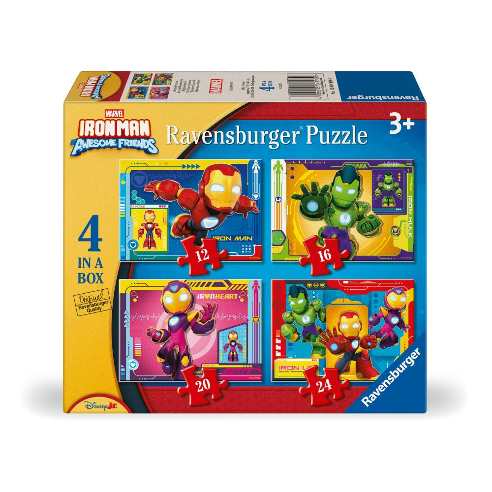 PUZZLE IRON MAN SI PRIETENII 4 BUC IN CUTIE 12 16 20 24 PIESE - RAVENSBURGER (RVSPC04190)