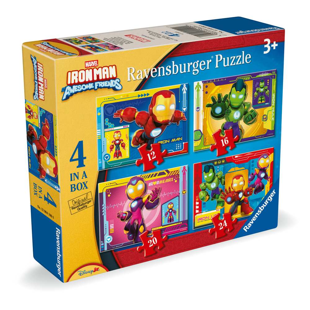Puzzle Iron Man si prietenii 4 buc in cutie 12 16 20 24 piese