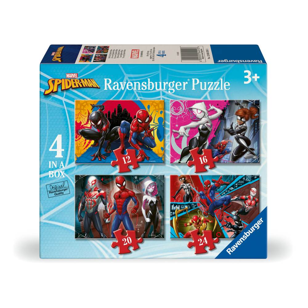 PUZZLE MARVEL SPIDERMAN 4 BUC IN CUTIE 12 16 20 24 PIESE - RAVENSBURGER (RVSPC04201)