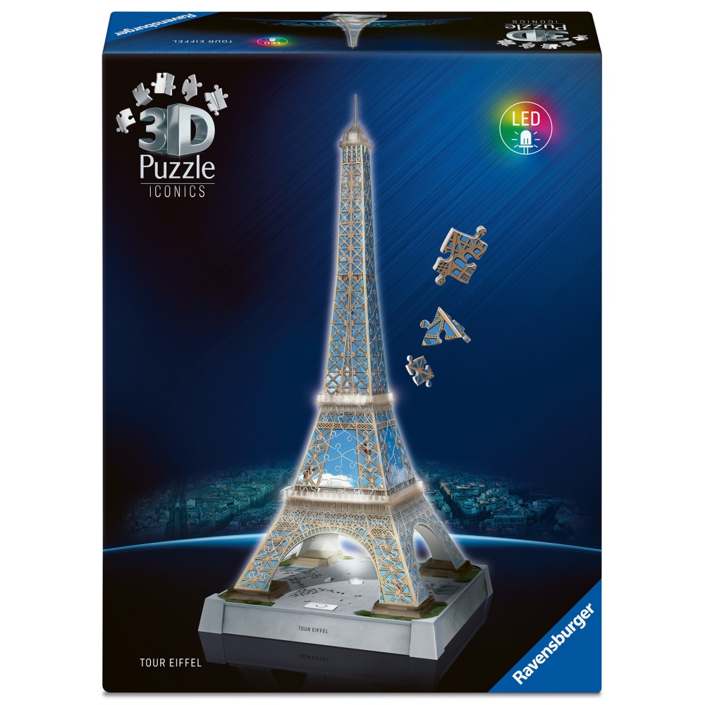 PUZZLE 3D ICONIC TURNUL EIFFEL CU LED 216 PIESE MODEL DE COLECTIE IN MINIATURA - RAVENSBURGER (RVS3D08024)