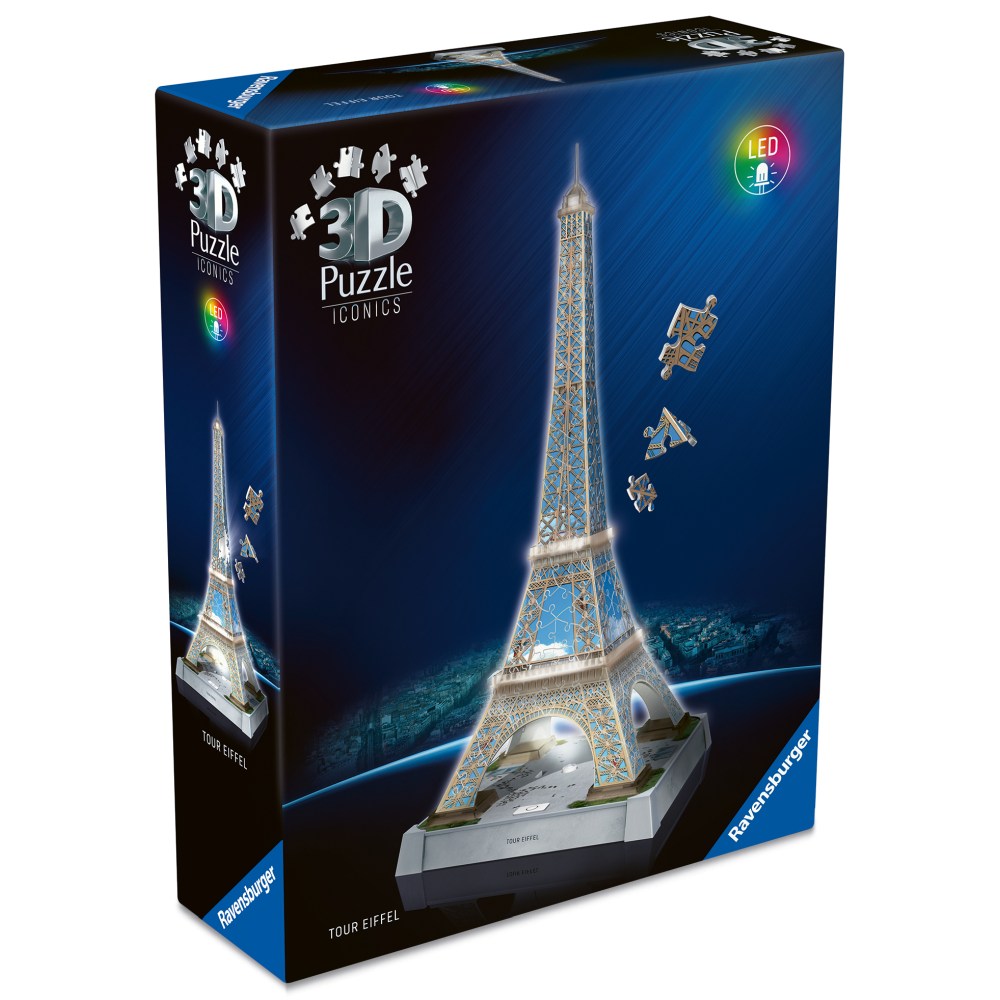 Puzzle 3D iconic Turnul Eiffel cu LED 216 piese model de colectie in miniatura