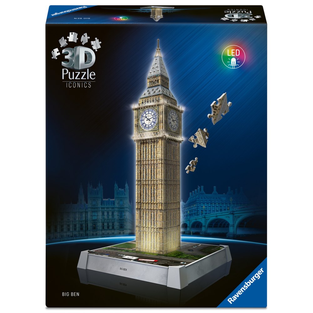 PUZZLE 3D ICONIC BIG BEN CU LED 216 PIESE MODEL DE COLECTIE IN MINIATURA - RAVENSBURGER (RVS3D08025)