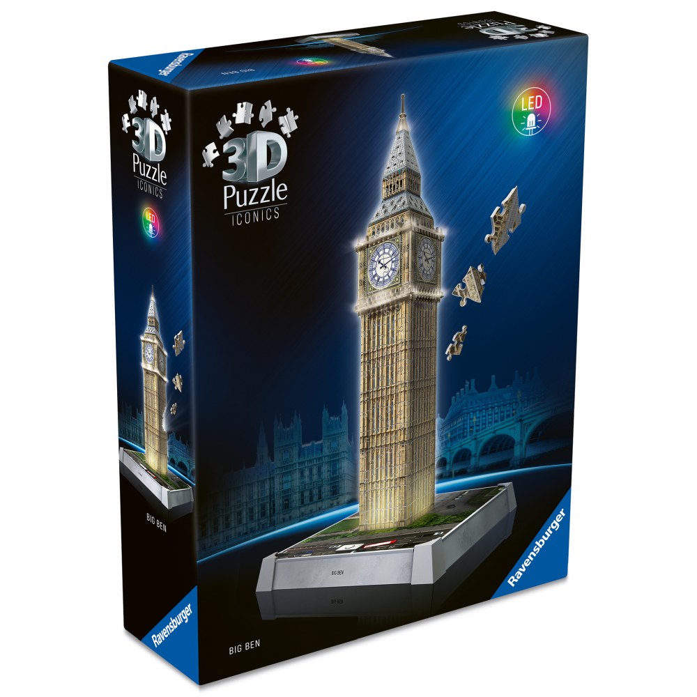 Puzzle 3D iconic Big Ben cu LED 216 piese model de colectie in miniatura