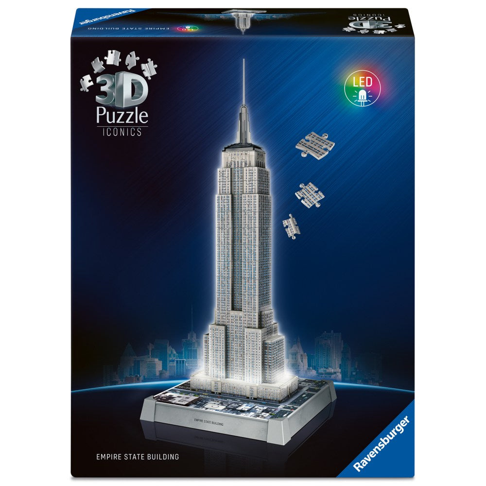 PUZZLE 3D ICONIC EMPIRE STATE BUILDING CU LED 216 PIESE MODEL DE COLECTIE IN MINIATURA - RAVENSBURGER (RVS3D08026)