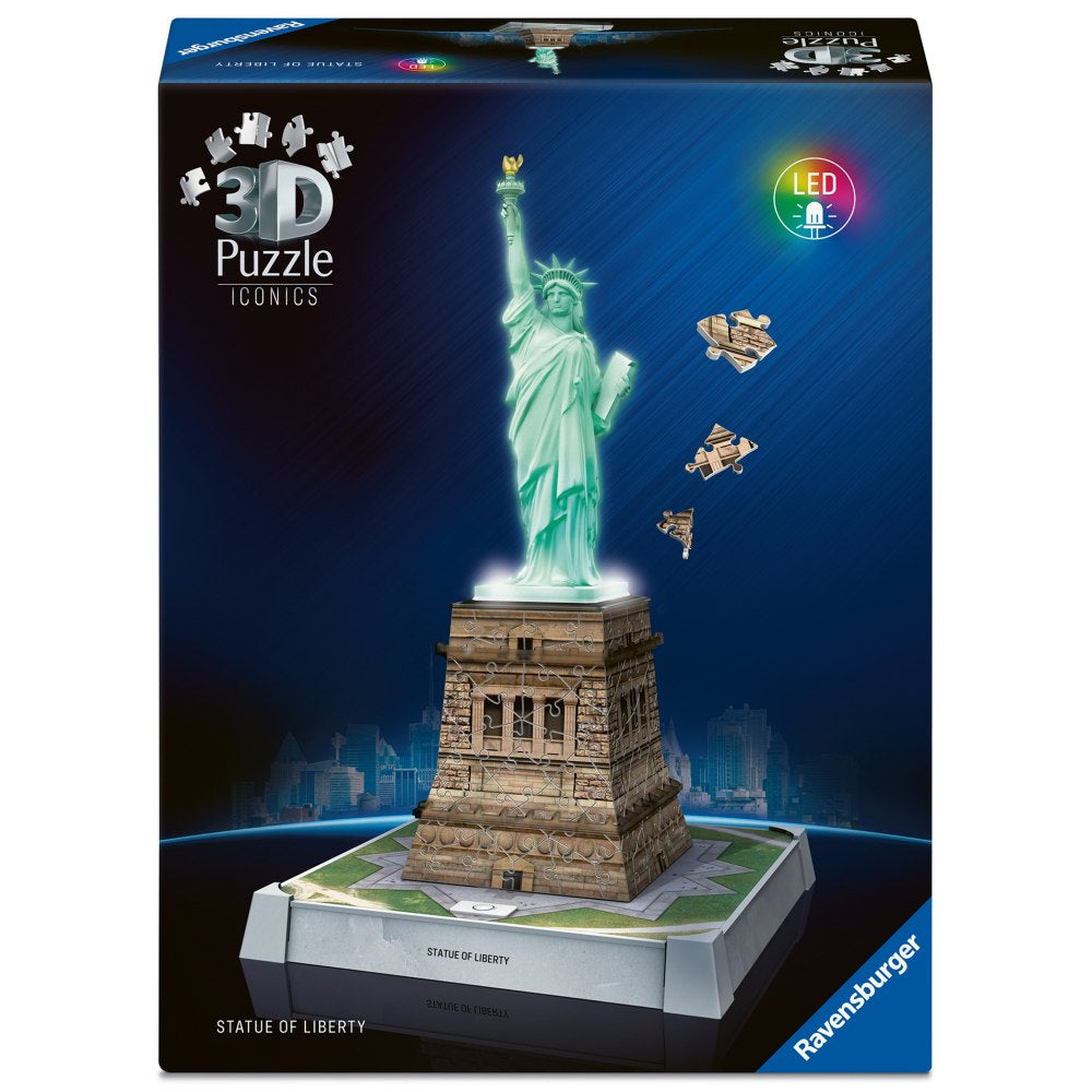 PUZZLE 3D ICONIC STATIA LIBERTATII CU LED 108 PIESE MODEL DE COLECTIE IN MINIATURA - RAVENSBURGER (RVS3D08027)