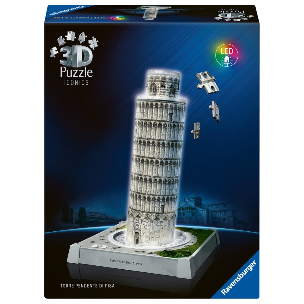 PUZZLE 3D ICONIC TURNUL DIN PISA CU LED 216 PIESE MODEL DE COLECTIE IN MINIATURA - RAVENSBURGER (RVS3D08028)