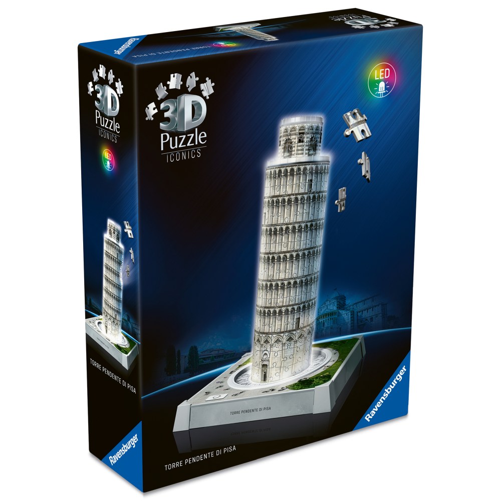 Puzzle 3D iconic Turnul din Pisa cu LED 216 piese model de colectie in miniatura