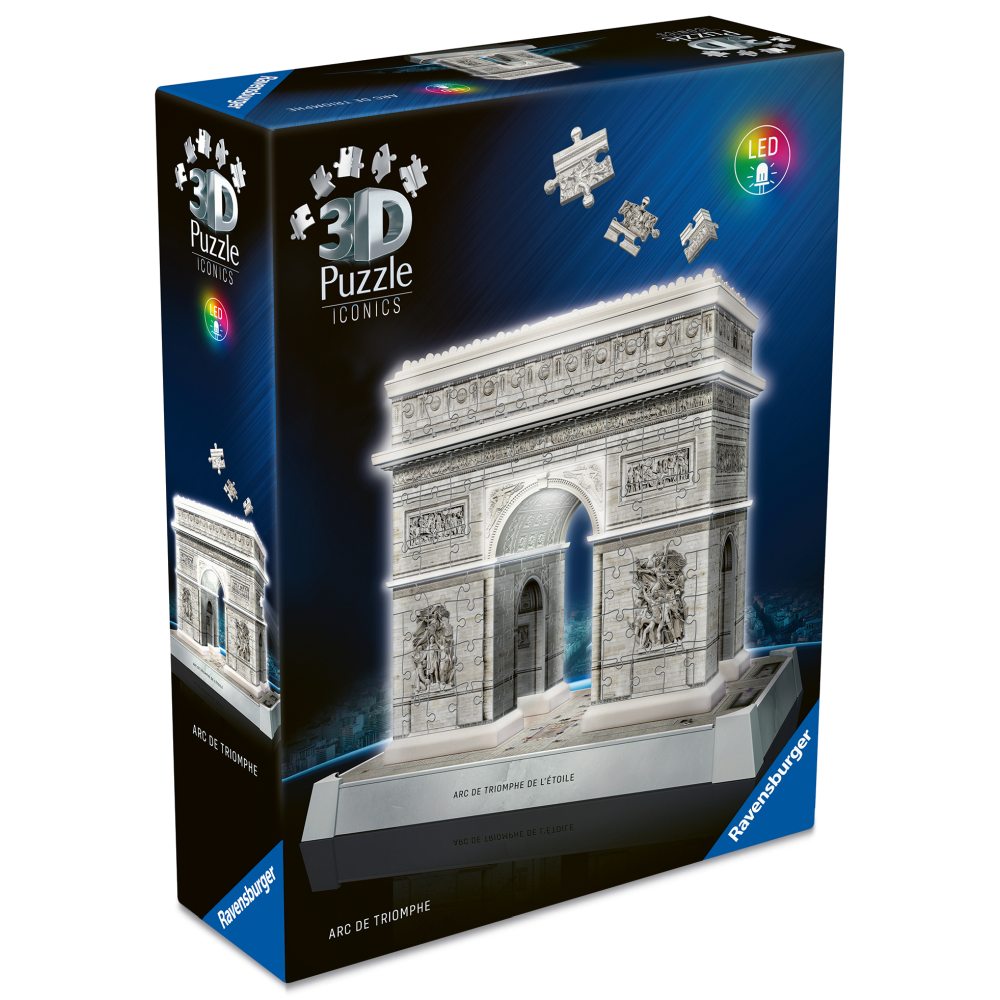 Puzzle 3D iconic Arcul de Triumf cu LED 216 piese model de colectie in miniatura