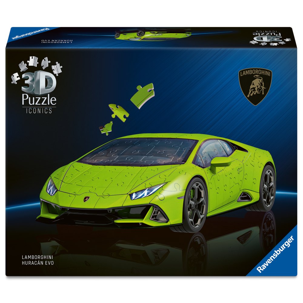 PUZZLE 3D ICONIC LAMBORGHINI HURACAN EVO VERDE 108 PIESE MODEL DE COLECTIE - RAVENSBURGER (RVS3D08037)