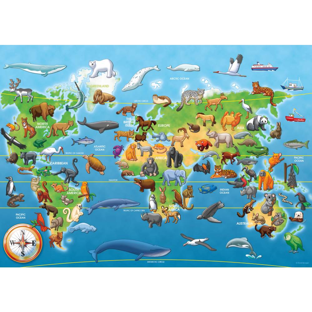 LARGE ANIMAL MAP FLOOR PUZZLE 60 PIECES - RAVENSBURGER (RVSPC05515)