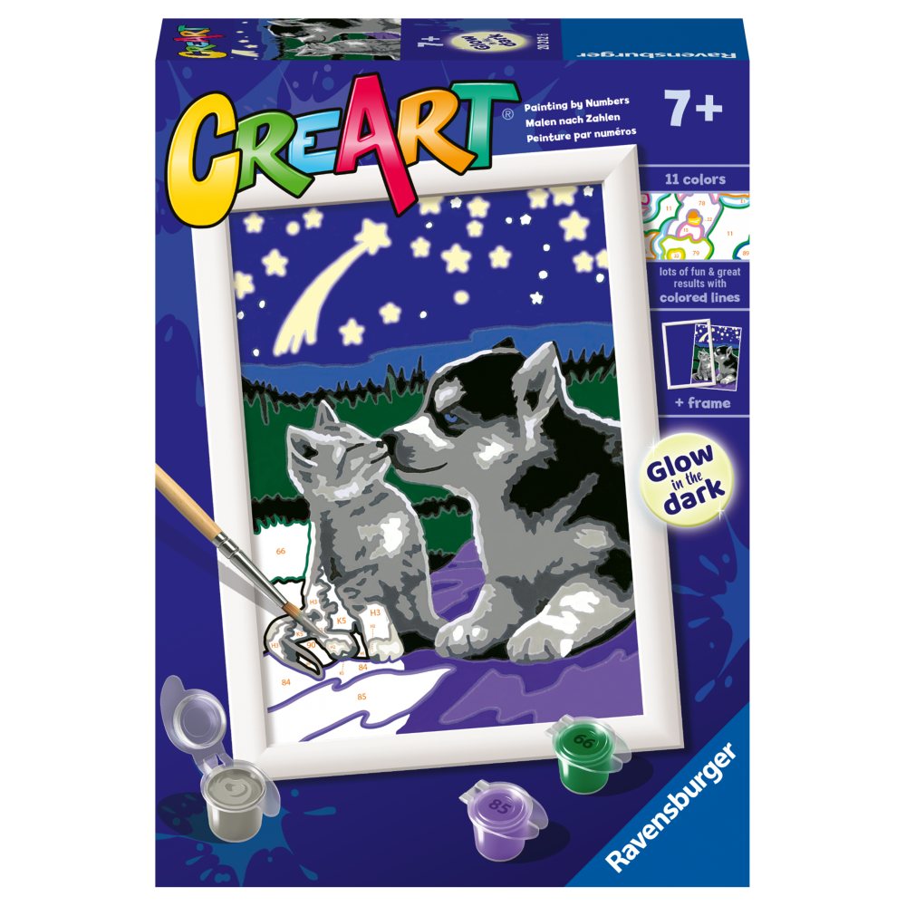 CREART PICTURA PE NUMERE PENTRU COPII PRIETENI CARE STRALUCESC IN INTUNERIC - RAVENSBURGER (RVSPBN20212)