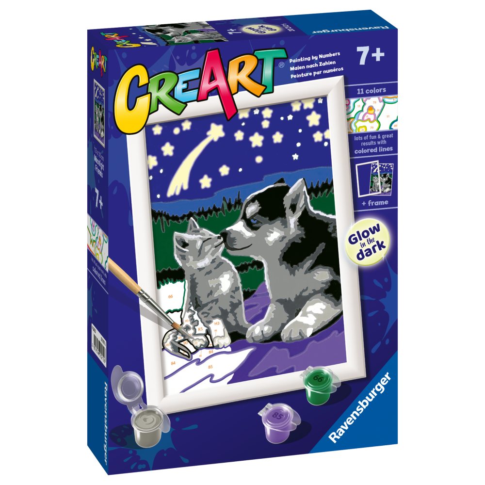 CREART PICTURA PE NUMERE PENTRU COPII PRIETENI CARE STRALUCESC IN INTUNERIC - RAVENSBURGER (RVSPBN20212)