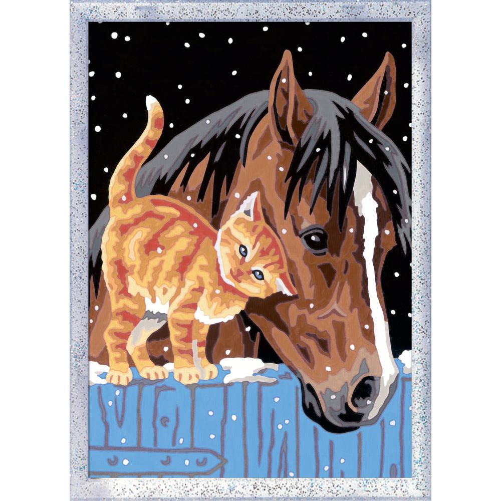 CREART PICTURA PE NUMERE PENTRU COPII CU SCLIPICI PISICUTA SI CAL - RAVENSBURGER (RVSPBN20217)