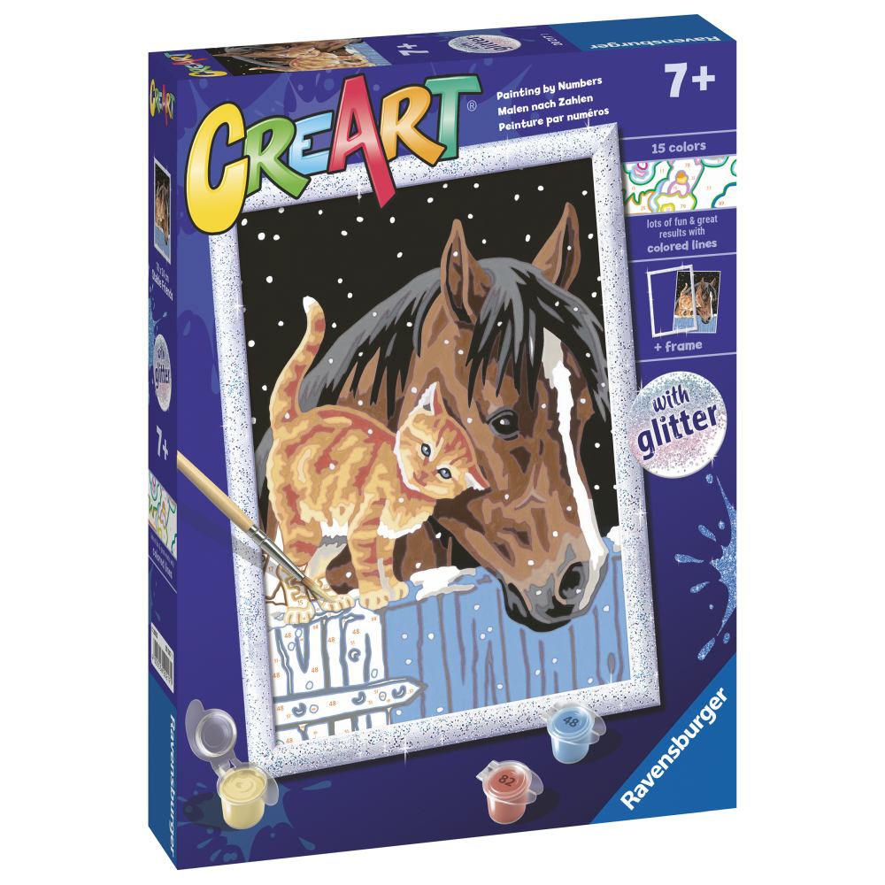 CREART PICTURA PE NUMERE PENTRU COPII CU SCLIPICI PISICUTA SI CAL - RAVENSBURGER (RVSPBN20217)