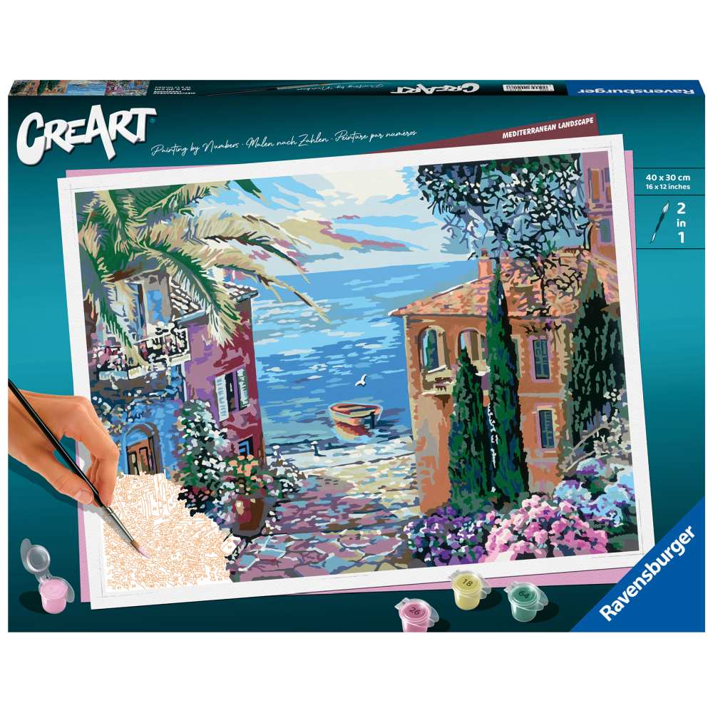CREART PICTURA PE NUMERE PENTRU ADULTI PEISAJ MEDITERANEAN - RAVENSBURGER (RVSPBN20218)