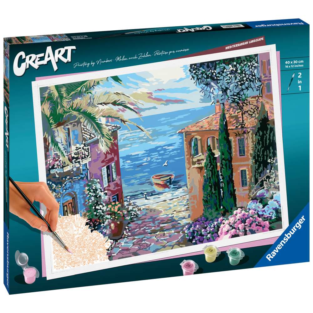 CREART PICTURA PE NUMERE PENTRU ADULTI PEISAJ MEDITERANEAN - RAVENSBURGER (RVSPBN20218)