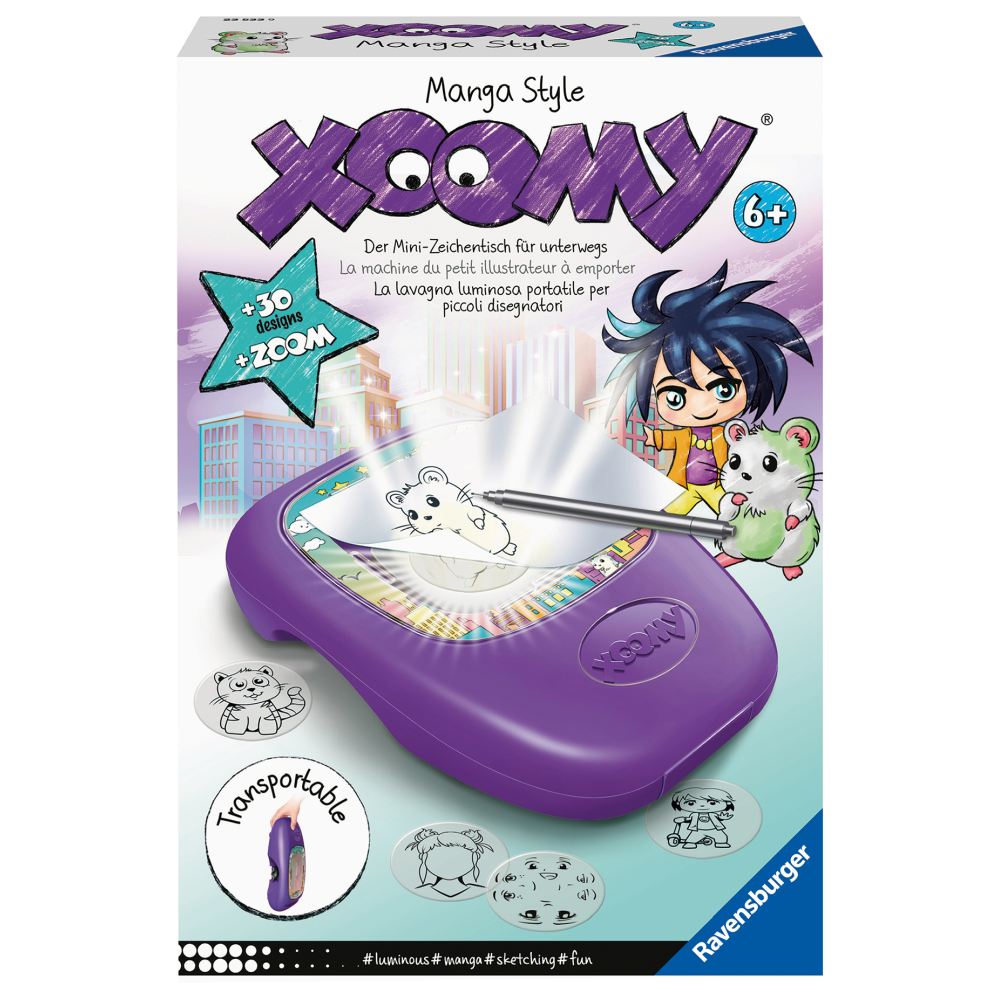 SET DE DESENAT XOOMY APARAT PORTABIL CU LAMPA SI 30 DE SABLOANE STIL MANGA - RAVENSBURGER (RVSAC23533)