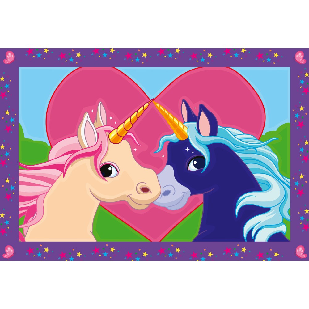 CREART PICTURA PE NUMERE PENTRU COPII 2 SABLOANE CU UNICORNI MAGICI - RAVENSBURGER (RVSPBN23558)