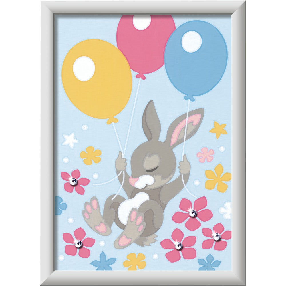 CREART PICTURA PE NUMERE PENTRU COPII IEPURAS CU BALOANE SI CU PIETRE SCLIPITOARE - RAVENSBURGER (RVSPBN23564)