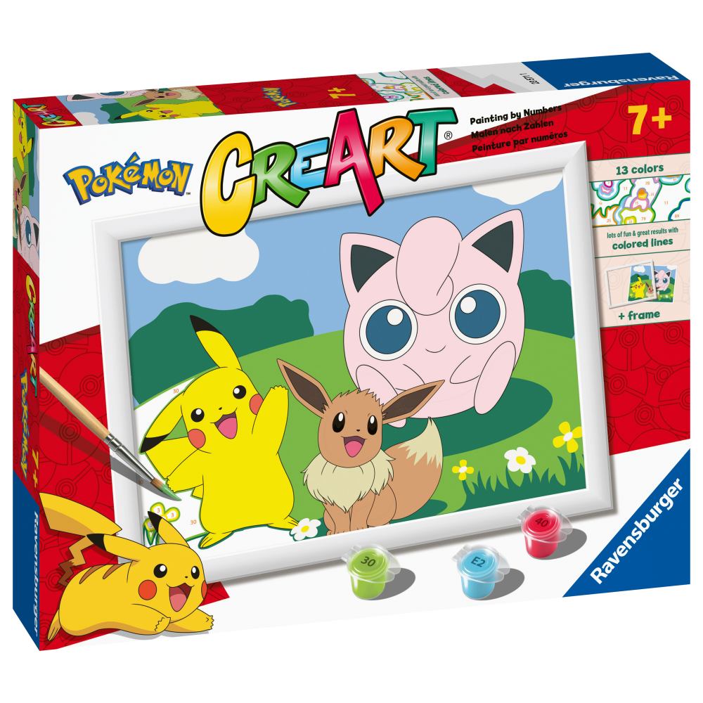 CREART PICTURA PE NUMERE PENTRU COPII PERSONAJE POKEMON - RAVENSBURGER (RVSPBN23571)