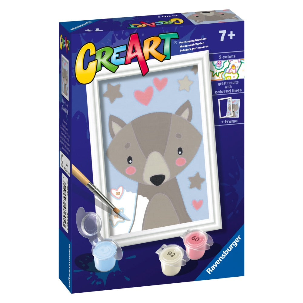 CREART PICTURA PE NUMERE PENTRU COPII LUP DRAGUT - RAVENSBURGER (RVSPBN23605)