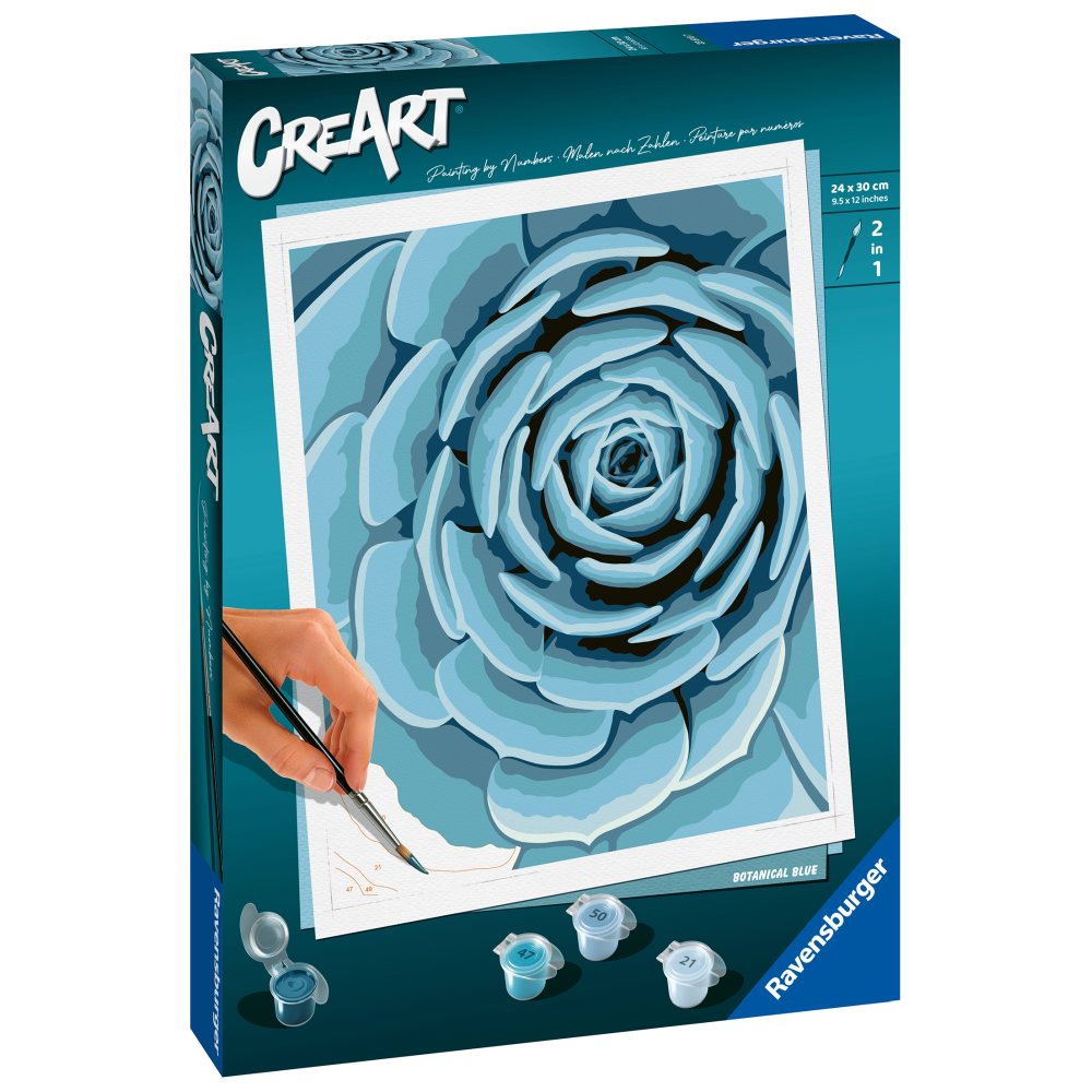 CREART PICTURA PE NUMERE PENTRU ADULTI PLANTA SUCULENTA ALBASTRA - RAVENSBURGER (RVSPBN23610)