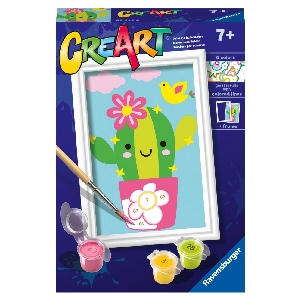 CREART PICTURA PE NUMERE PENTRU COPII CACTUS IN GHIVECI - RAVENSBURGER (RVSPBN23660)
